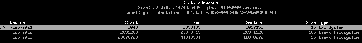 Exemple de partionnement avec cfdisk