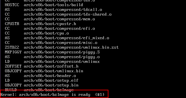 Message de fin de compilation du noyau