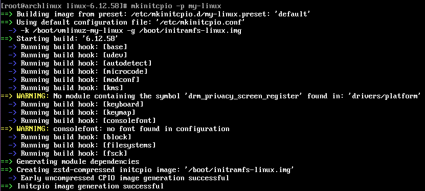 Résultat de mkinitcpio