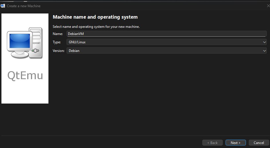 Création d'une nouvelle machine virtuelle